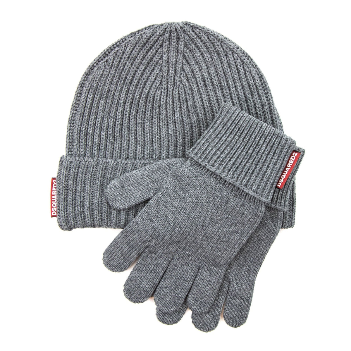 Dsquared2 Warmy Hat & Gloves Knit Set Grey