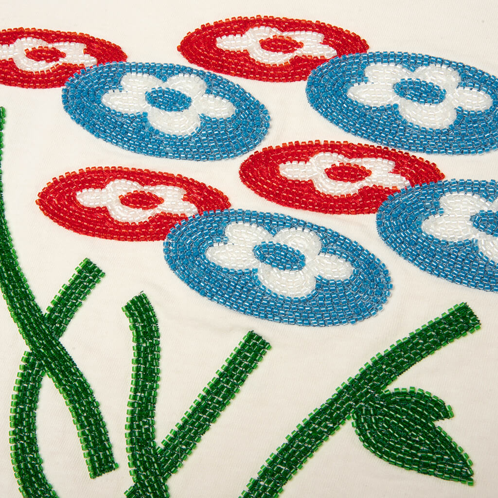 Beads Classic Flower Tee - Washed Cream