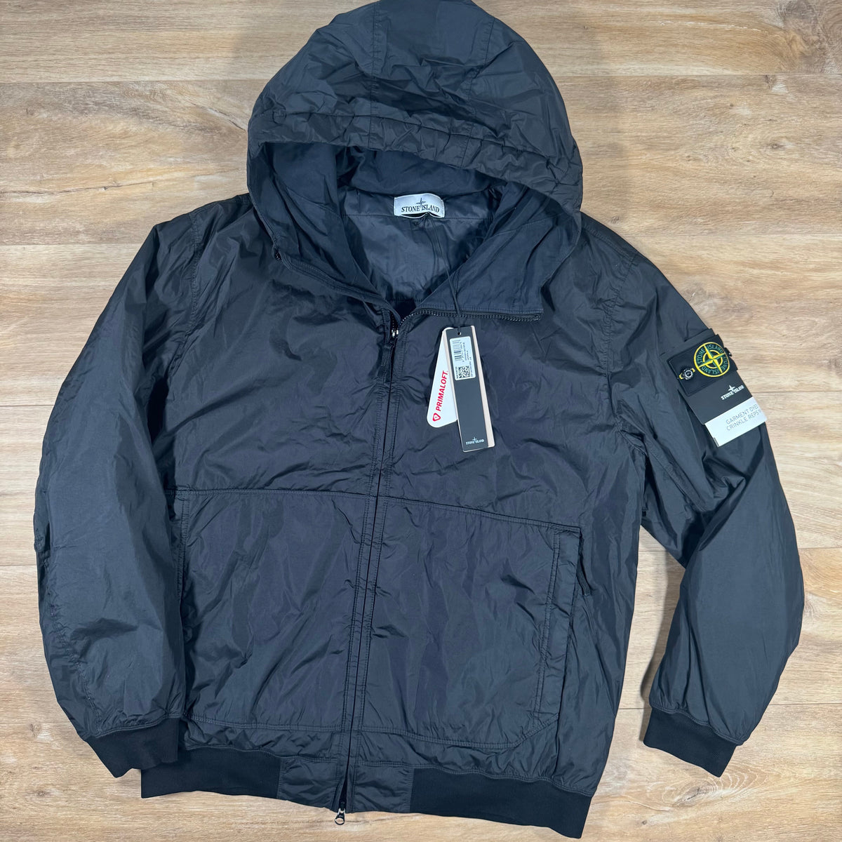 Stone Island Crinkle Reps NY Padded Jacket in Black
