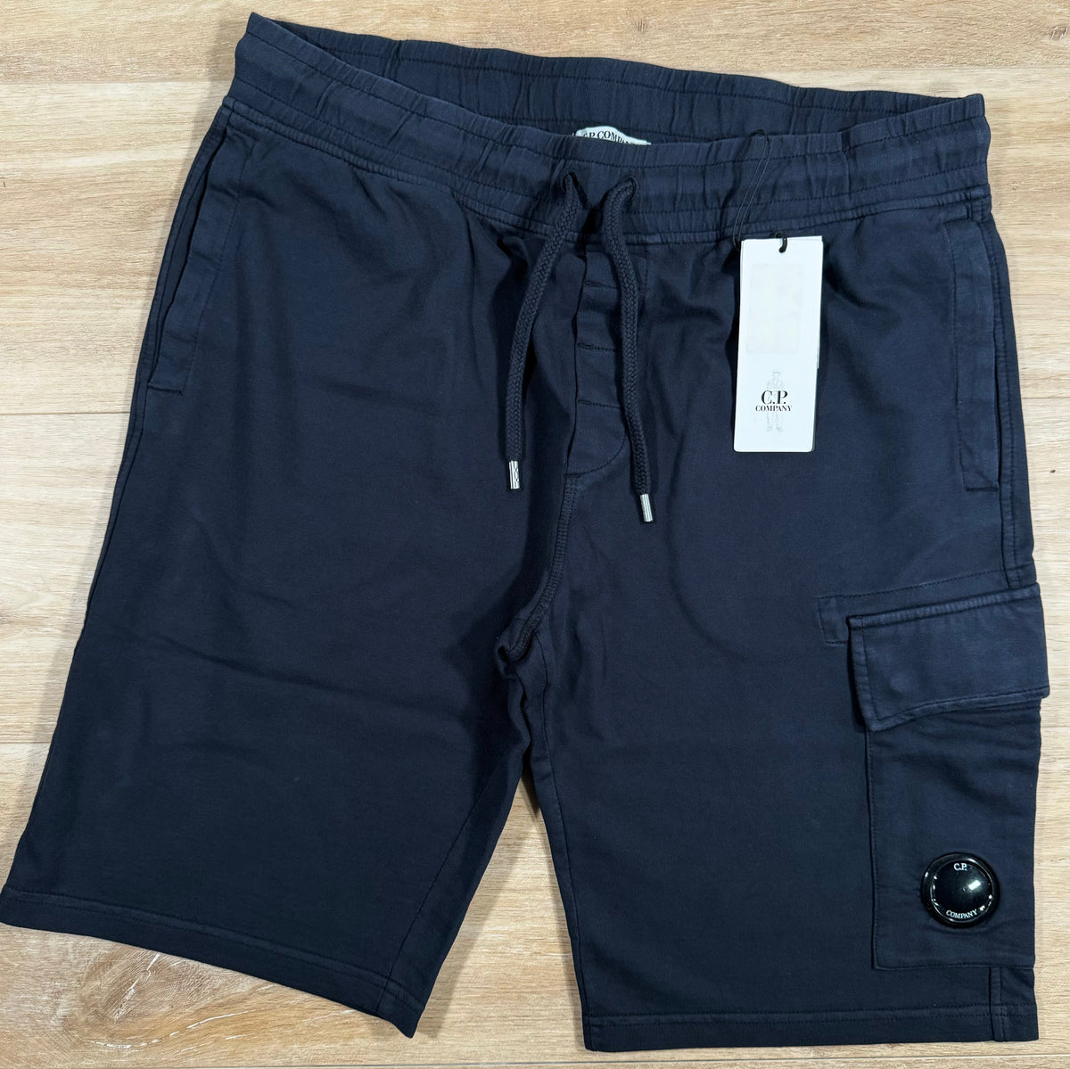 C.P. Company Light Fleece Cargo Lens Shorts in Navy