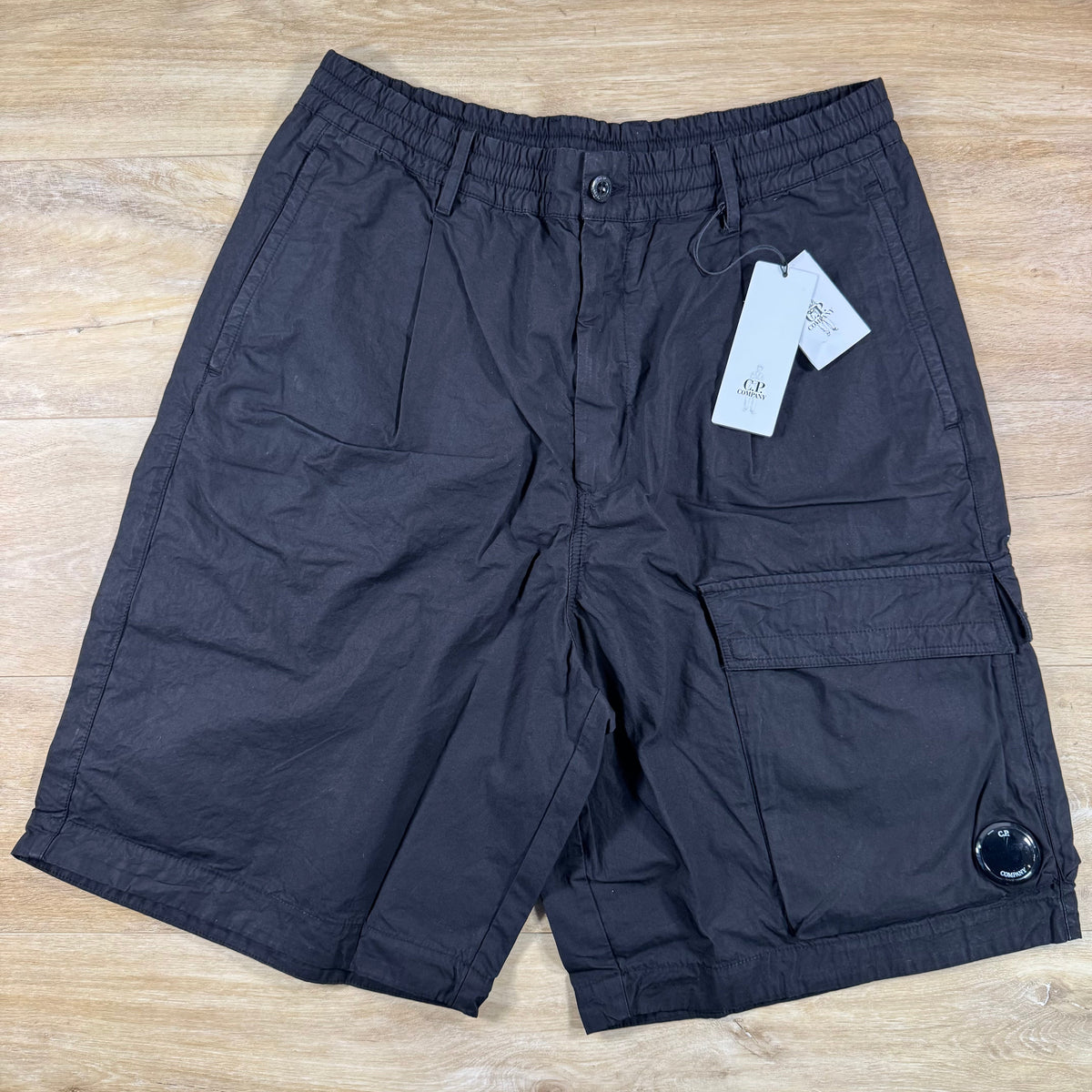 C.P. Company Micro-Reps Lens Boxy Shorts in Black