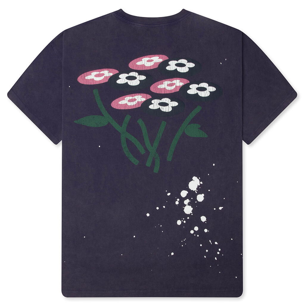 Paint Flower Bouquet Tee - Washed Purple