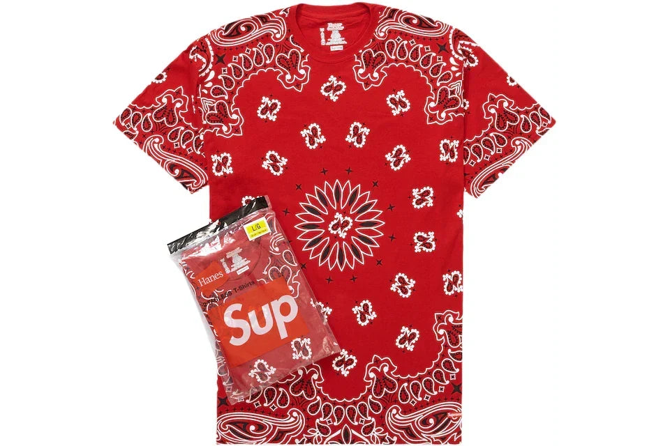SUPREME HANES BANDANA TEE RED (2 PACK)