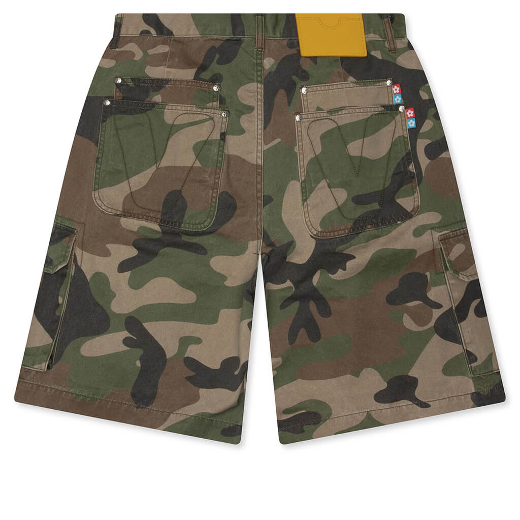 Woodland Camo Shorts - Washed Green