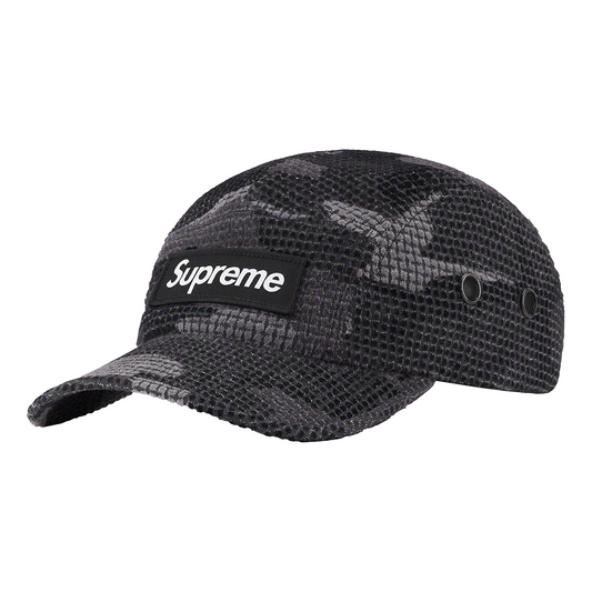 Supreme Grid Velvet Camp Cap 'Black Grey' SUP-FW22-1034