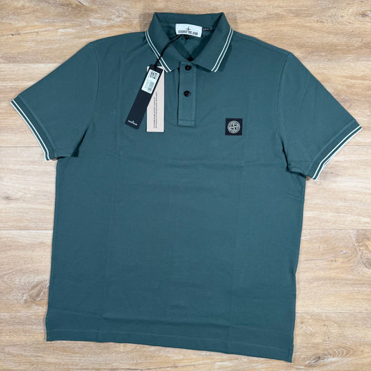 Stone Island Organic Cotton Pique Polo Shirt in Bottle Green