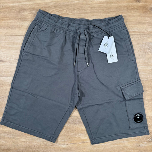 CP Company Light Fleece Cargo Lens Shorts in Smoked Pearl - Grey