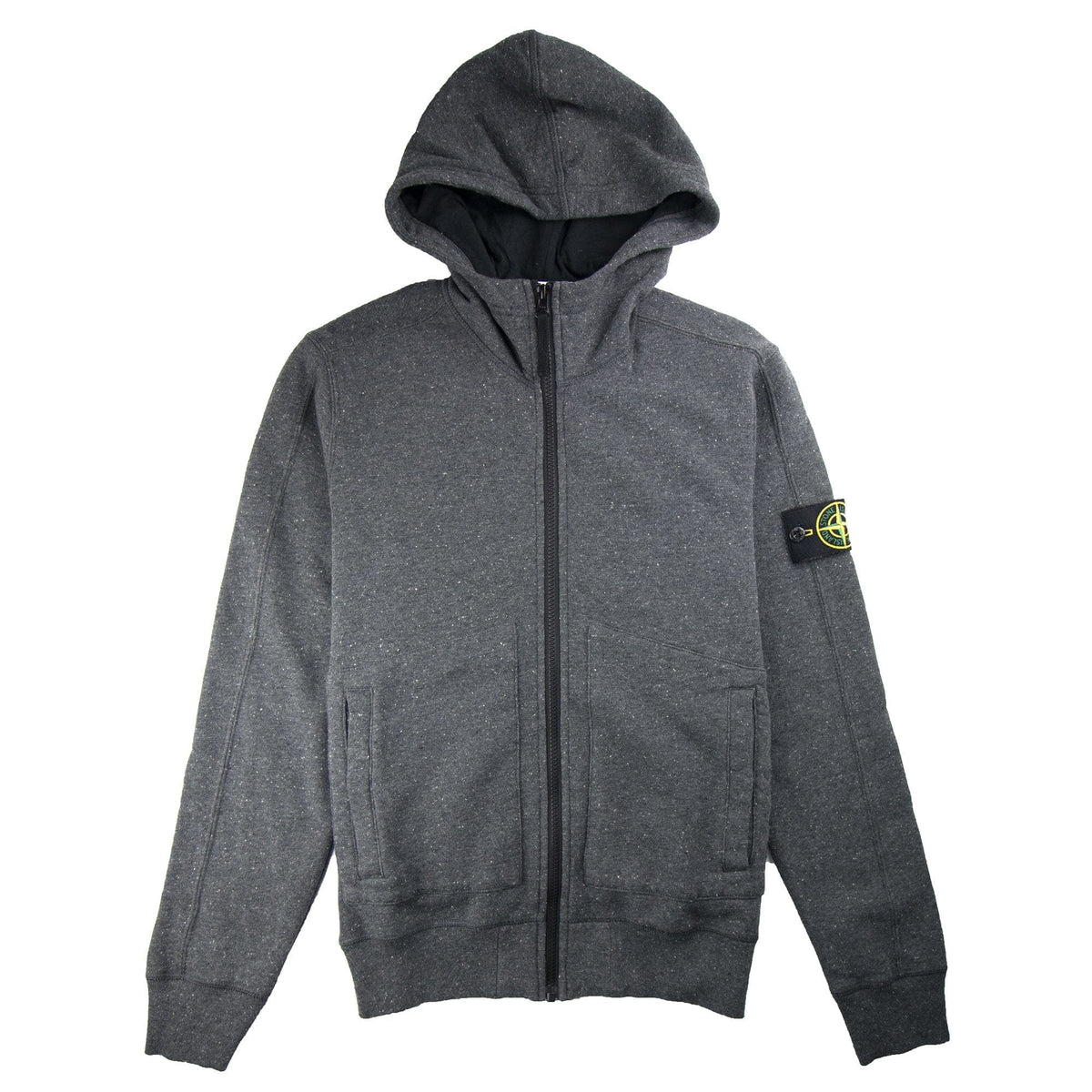 Stone Island Zip Up Hoody Marl Dark Grey