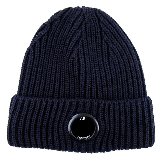 CP Company Extra Fine Merino Wool Lens Winter Beanie Navy 888