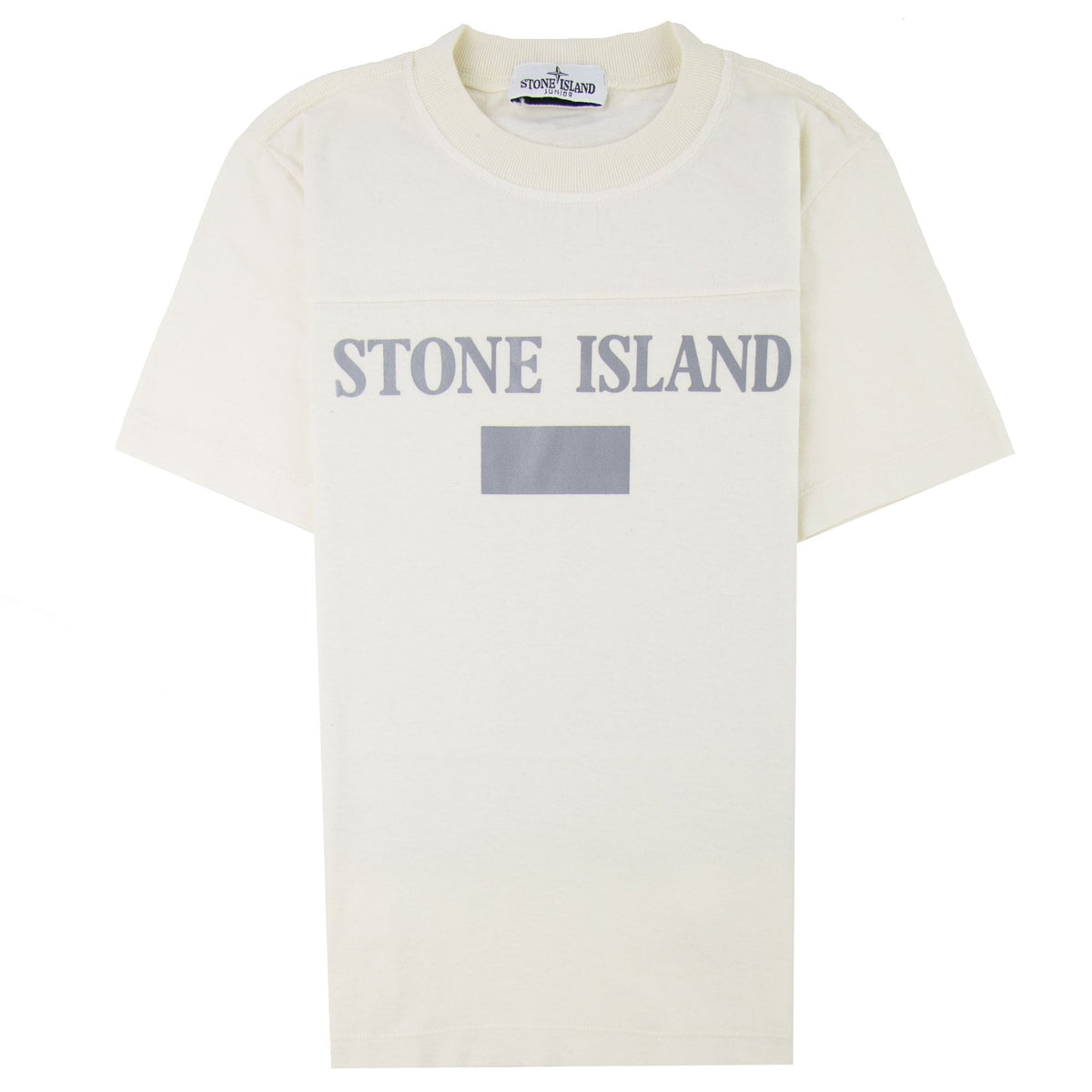 Stone Island Junior 20246 Reflective Logo T Shirt Ivory V0093