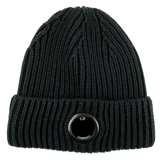 CP Company Extra Fine Merino Wool Lens Winter Beanie Black 999
