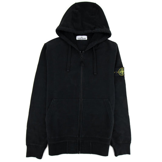 Stone Island Open Zip Up Hooded Sweatshirt Black V0029
