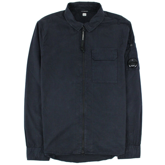 Cp Company Garment Dyed Emerize Zipped Lens Shirt Navy 888