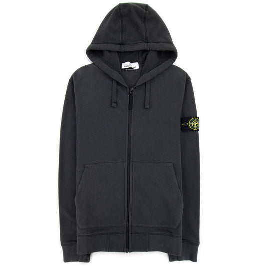Stone Island Open Zip Up Hooded Sweatshirt Charcoal V0065