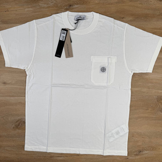 Stone Island Organic Cotton Fissato Effect T-Shirt in White