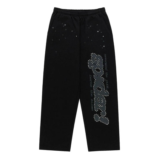 Sp5der Rhinestone Punk V2 Sweatpant 'Black' SB027SS26BLK