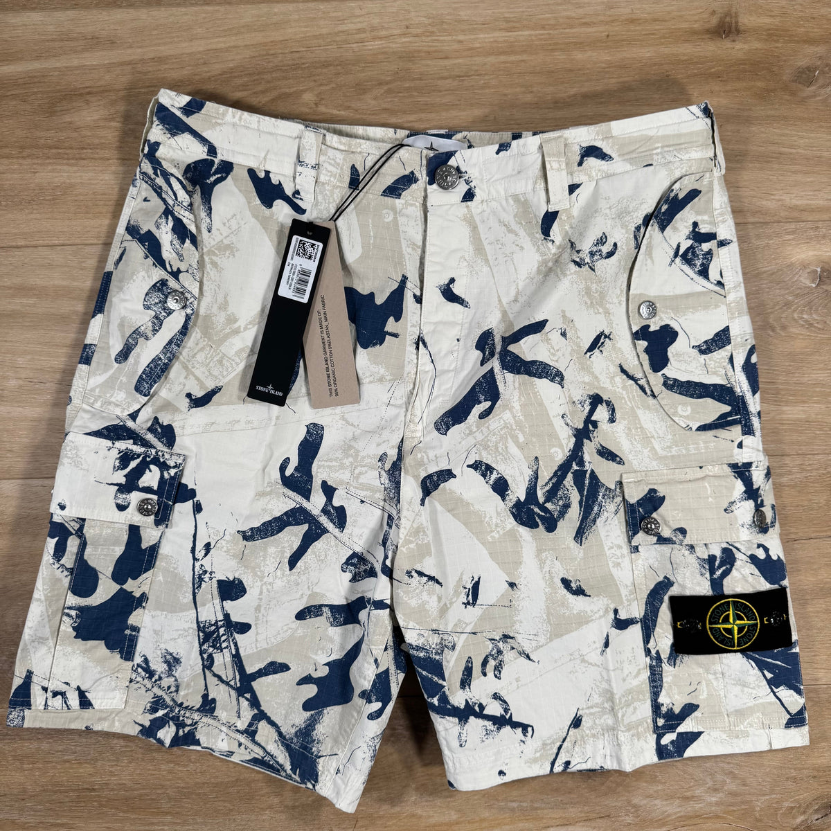 Stone Island Scan Camo On Stretch Ripstop-OVD Bermuda Shorts in Desert