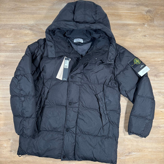 Stone Island Crinkle Reps NY Nylon Down Parka in Black