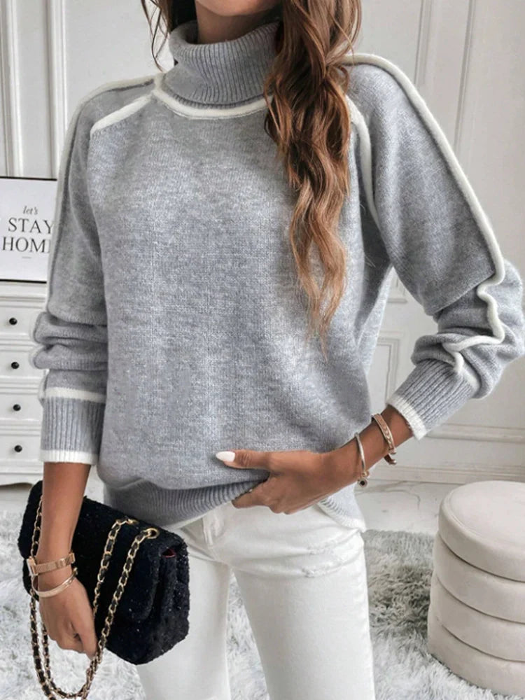 Women's Turtleneck pullover long-sleeved casual sweater