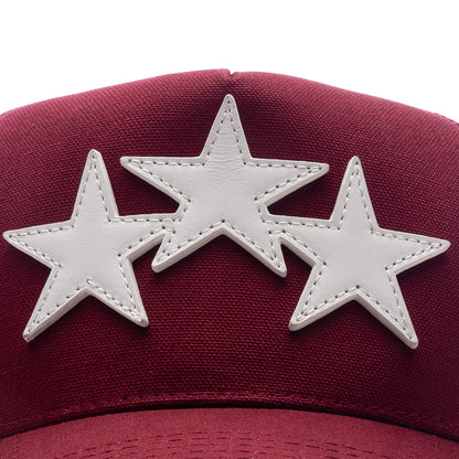 3 Star Trucker Hat - Burgundy