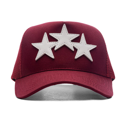 3 Star Trucker Hat - Burgundy