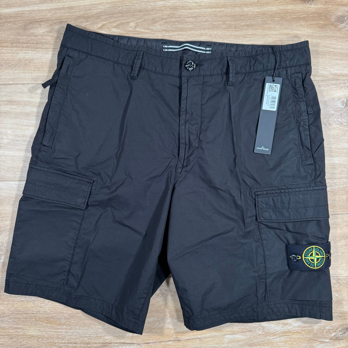 Stone Island Stretch Tela Cargo Bermuda Shorts in Black