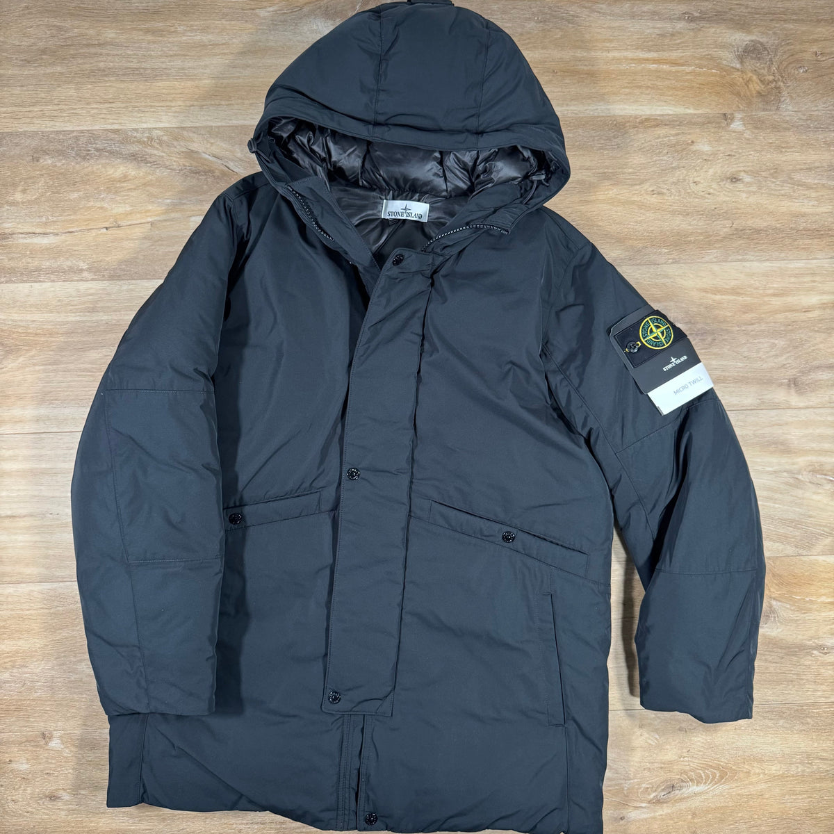 Stone Island Micro Twill Down Parka in Black
