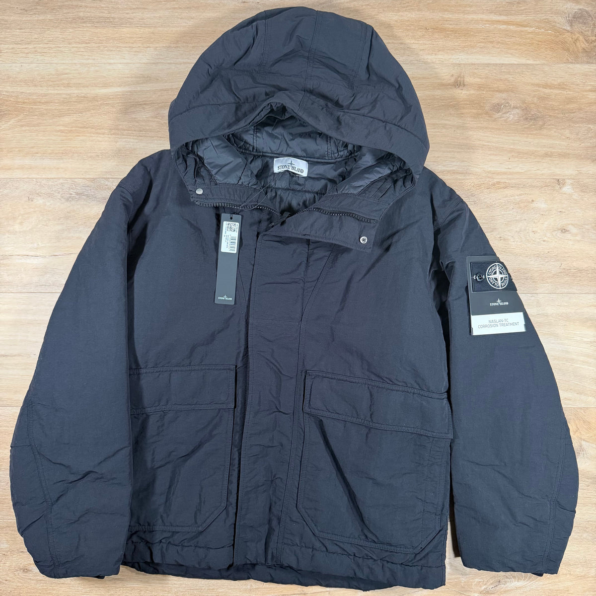 Stone Island Naslan-TC Corrosion Treatment Down Jacket in Black