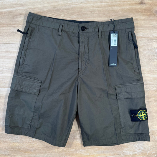 Stone Island Stretch Tela Cargo Bermuda Shorts in Military Green