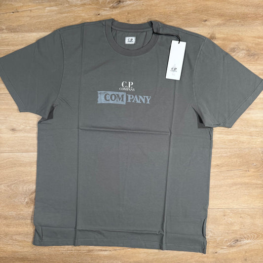 CP Company 24/1 Jersey Logo T-Shirt in Smoked Pearl - Grey