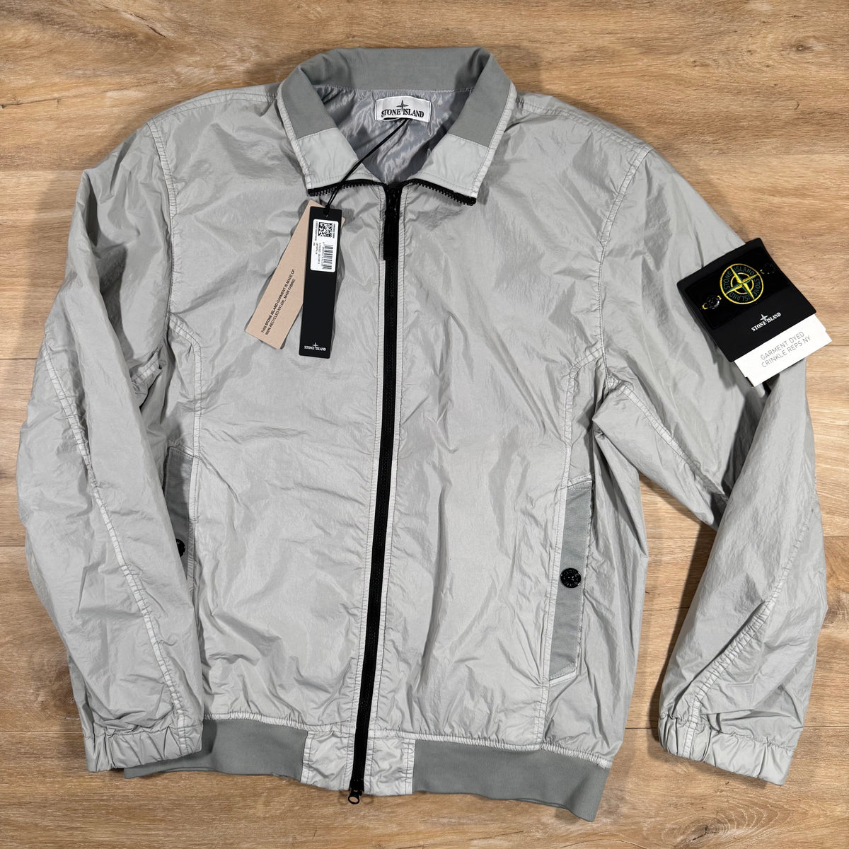 Stone Island Crinkle Reps R-NY Bomber Jacket in Pearl Grey