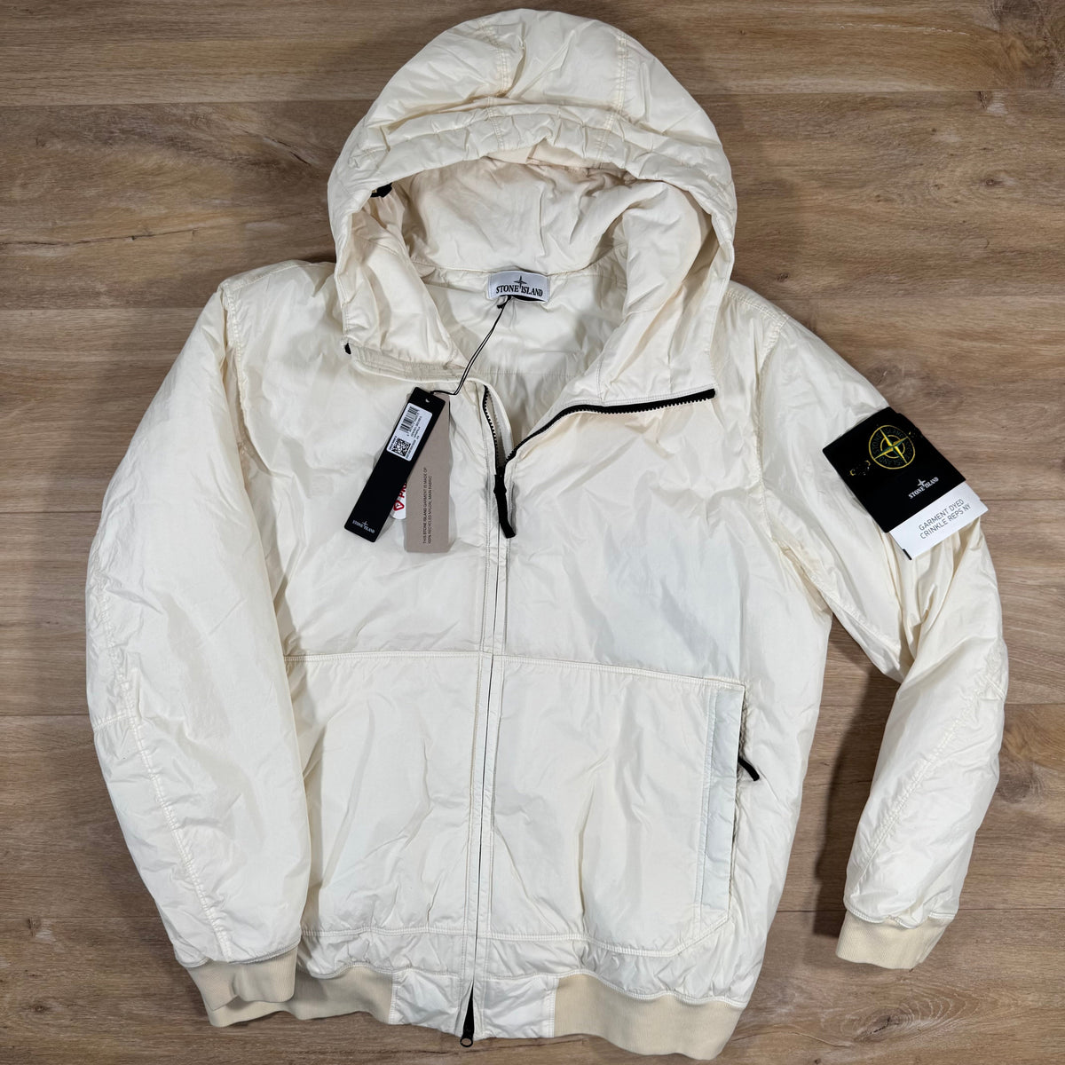 Stone Island Crinkle Reps NY Padded Jacket in Ivory