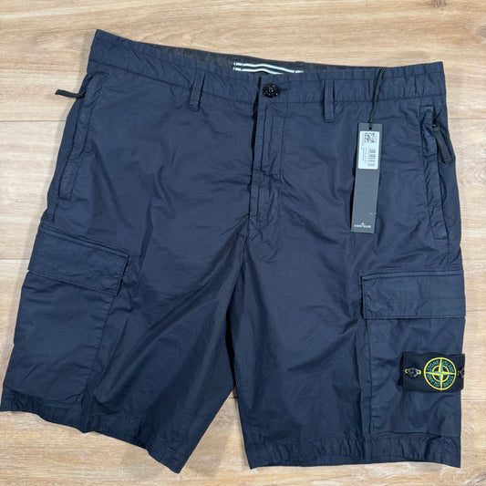 Stone Island Stretch Tela Cargo Bermuda Shorts in Navy