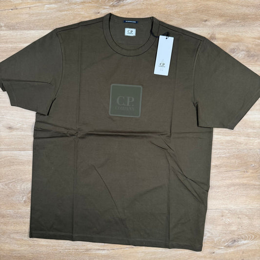 CP Company Metropolis Series Rubberized Logo T-Shirt in Ivy Green