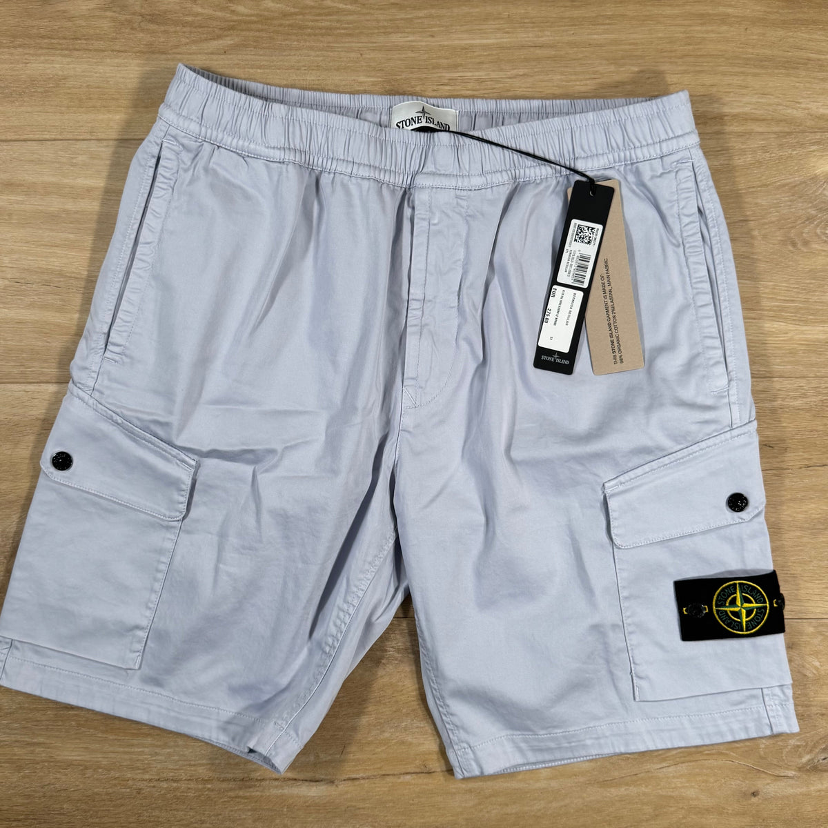 Stone Island Organic Stretch Cotton Cargo Bermuda Shorts in Lilac