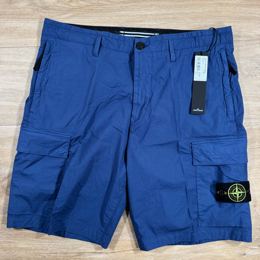 Stone Island Stretch Tela Cargo Bermuda Shorts in Blue Marine