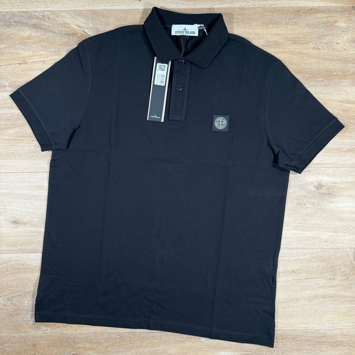 Stone Island Patch Logo Polo Shirt in Black