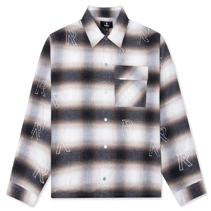 All Over Initial Flannel - Latte