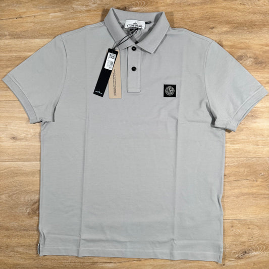 Stone Island Organic Cotton Pique Polo Shirt in Pearl Grey