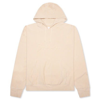 Boxy Fit Velvet Sweatshirt With Pocket Base - Clay