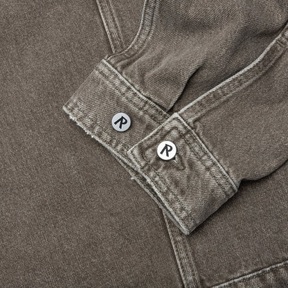 Collared Denim Jacket - Washed Olive