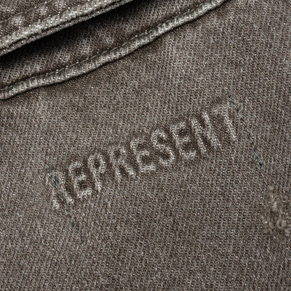 Collared Denim Jacket - Washed Olive