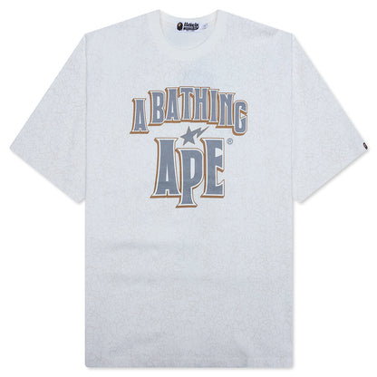 Crack Print Pattern Logo Relaxed Fit Tee - White