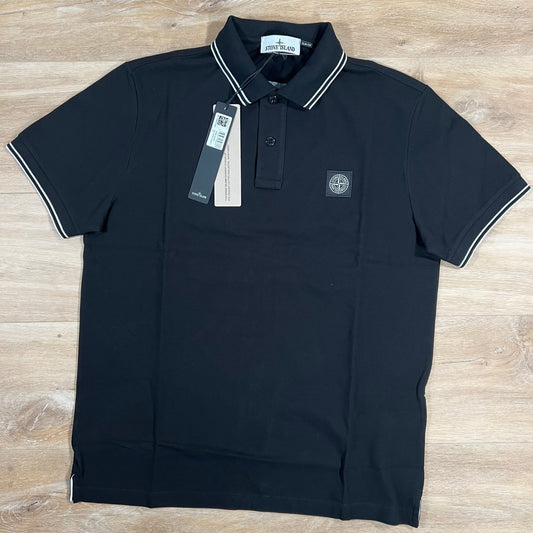 Stone Island Organic Cotton Pique Polo Shirt in Black