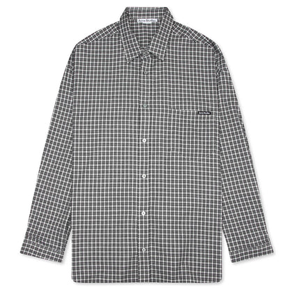 Flannel Button-Up Shirt - Black/White
