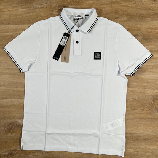 Stone Island Patch Logo Polo Shirt in White