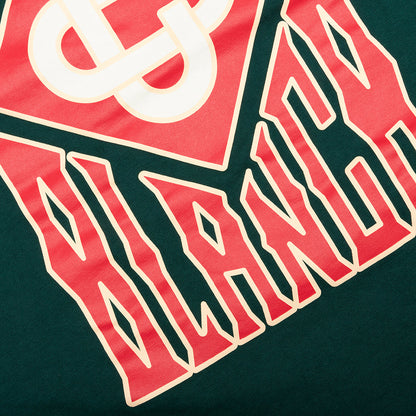 Gothic Stacked Logo Screen Printed T-Shirt - Green