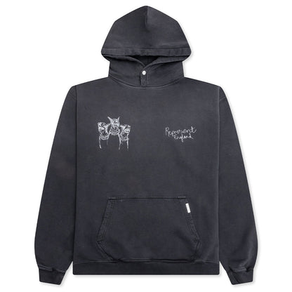 Hand Drawn Thoroughbred Dogs Hoodie - Aged Black