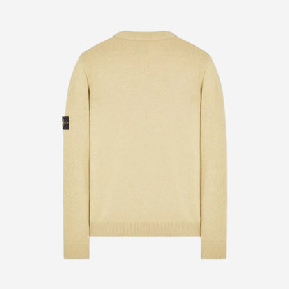 Stone Island Light Wool Crewneck Knit Sweatshirt in Ecru