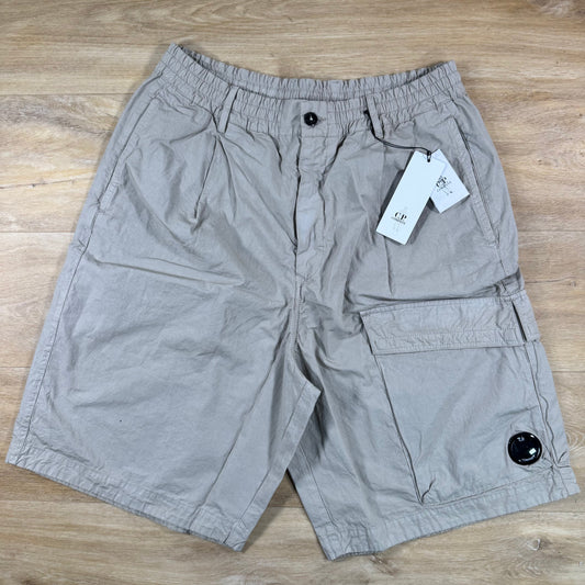 C.P. Company Micro-Reps Lens Boxy Shorts in Dove